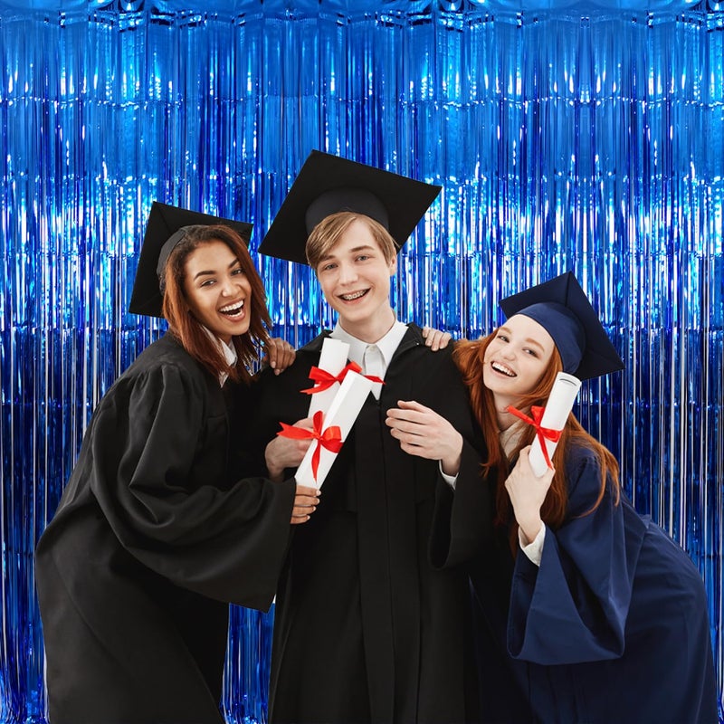 GOER 3.2 ft x 9.8 ft Metallic Tinsel Foil Fringe Curtains Party Photo Backdrop Party Streamers for Birthday,Graduation,New Year Eve Decorations Wedding Decor (4 Packs,Navy) - Image 4